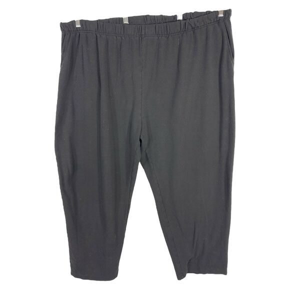 Woman Within‎ Plus Size 3X 30W 32W Pants Black Elastic Pull On Knit Solid 1617 - Picture 9 of 9